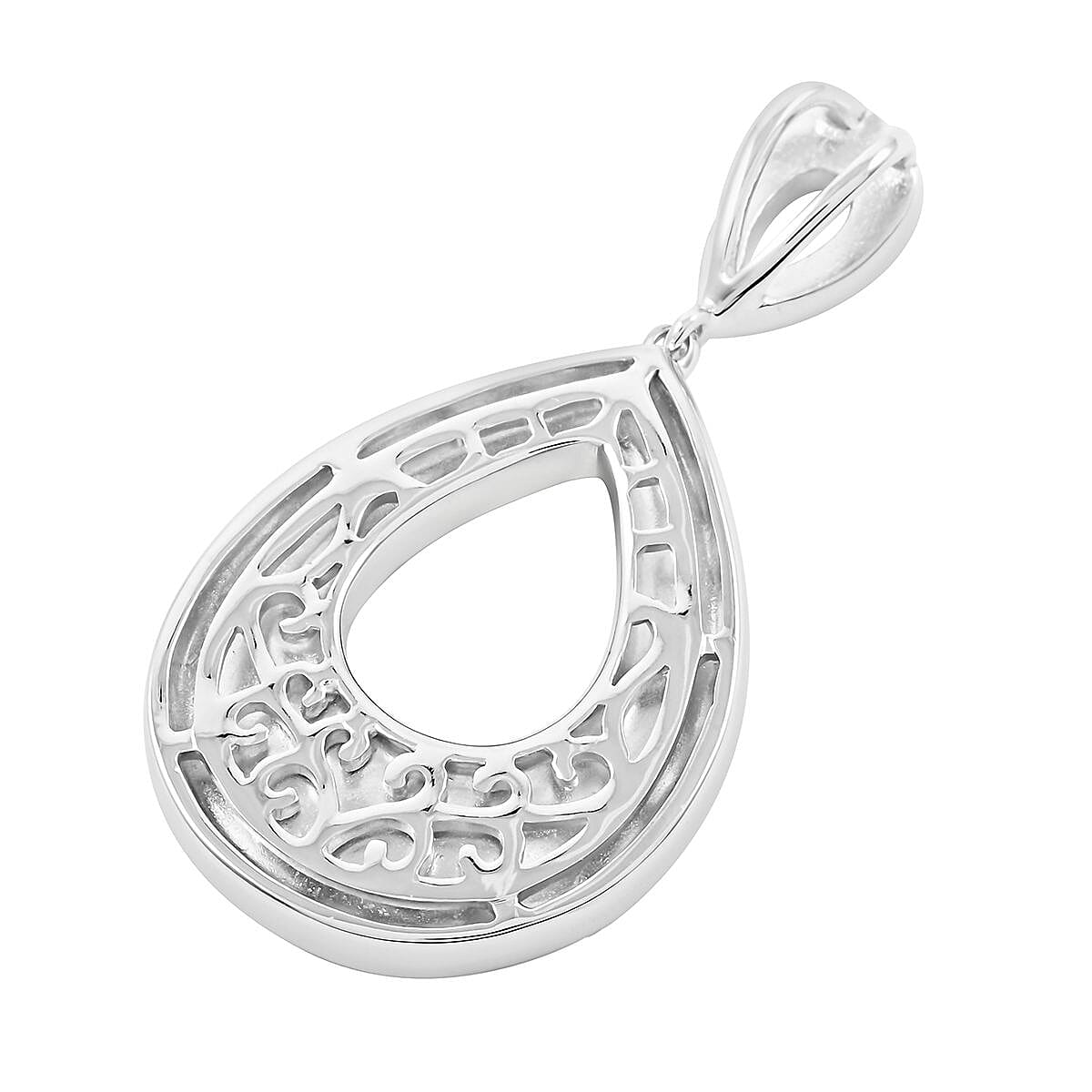 Blue and White Color Austrian Crystal Pendant without Chain in Silvertone image number 4