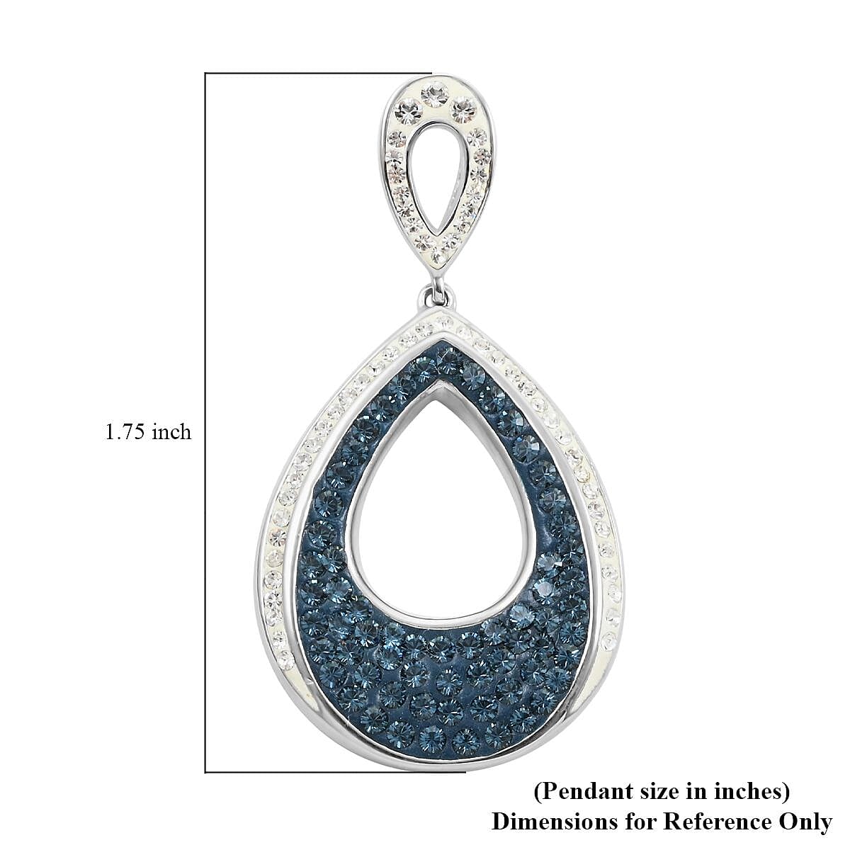 Blue and White Color Austrian Crystal Pendant without Chain in Silvertone