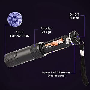 Black 9 LED UV Flash Light (3xAAA Battery Not Included)