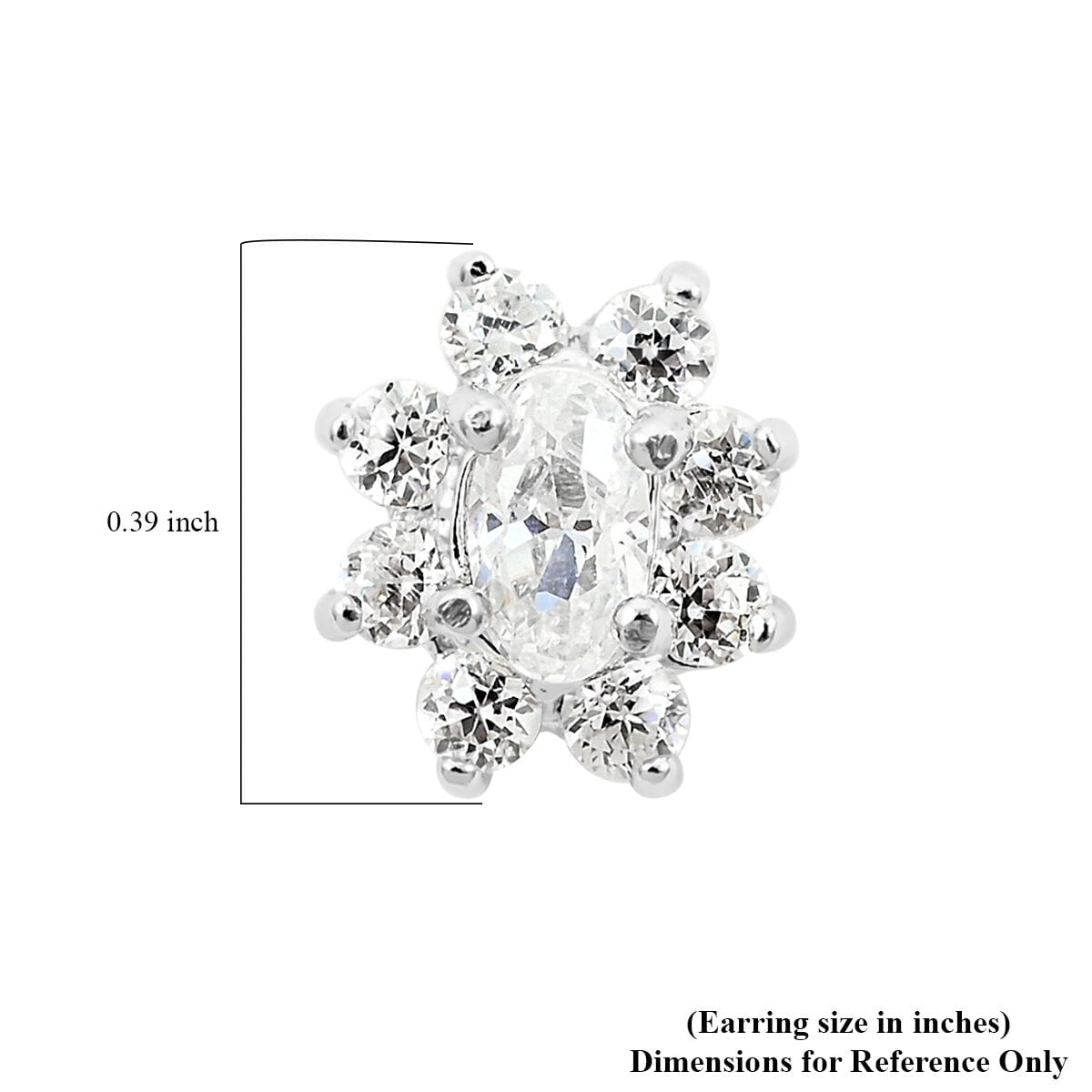 Simulated Diamond Halo Stud Earrings in Silvertone image number 4