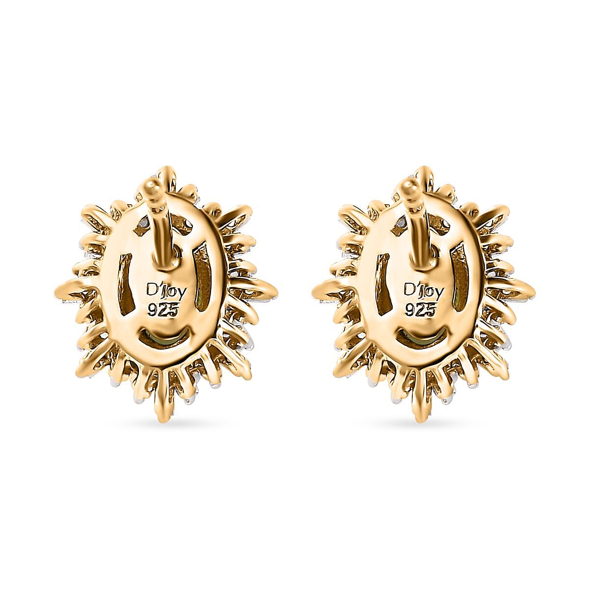 Tsavorite Garnet and Diamond Snowflake Stud Earrings in Vermeil Yellow Gold Over Sterling Silver 1.30 ctw