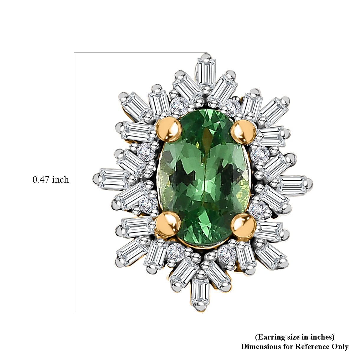 Tsavorite Garnet and Diamond Snowflake Stud Earrings in Vermeil Yellow Gold Over Sterling Silver 1.30 ctw