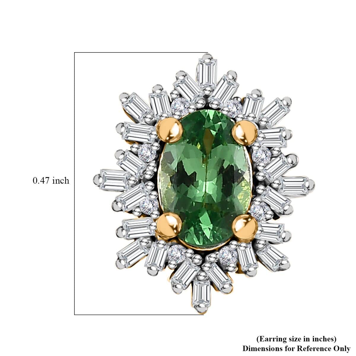 Tsavorite Garnet and Diamond Snowflake Stud Earrings in Vermeil Yellow Gold Over Sterling Silver 1.30 ctw image number 5