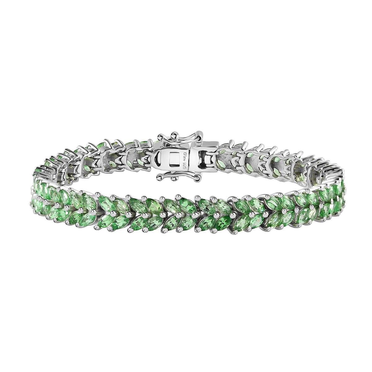 Tsavorite Garnet 2 Row Bracelet in Platinum Over Sterling Silver (6.50 In) 8.90 ctw image number 0