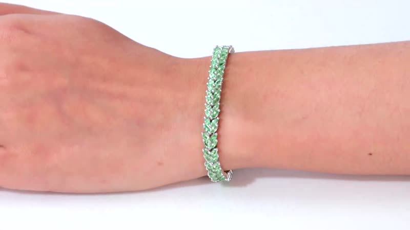 Premium Tsavorite Garnet 2 Row Bracelet in Platinum Over Sterling Silver (6.50 In) 8.90 ctw