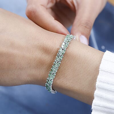 Tsavorite Garnet 8.90 ctw 2 Row Bracelet in Platinum Over Sterling Silver (6.50 In)