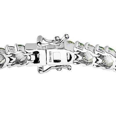 Tsavorite Garnet 8.90 ctw 2 Row Bracelet in Platinum Over Sterling Silver (6.50 In)