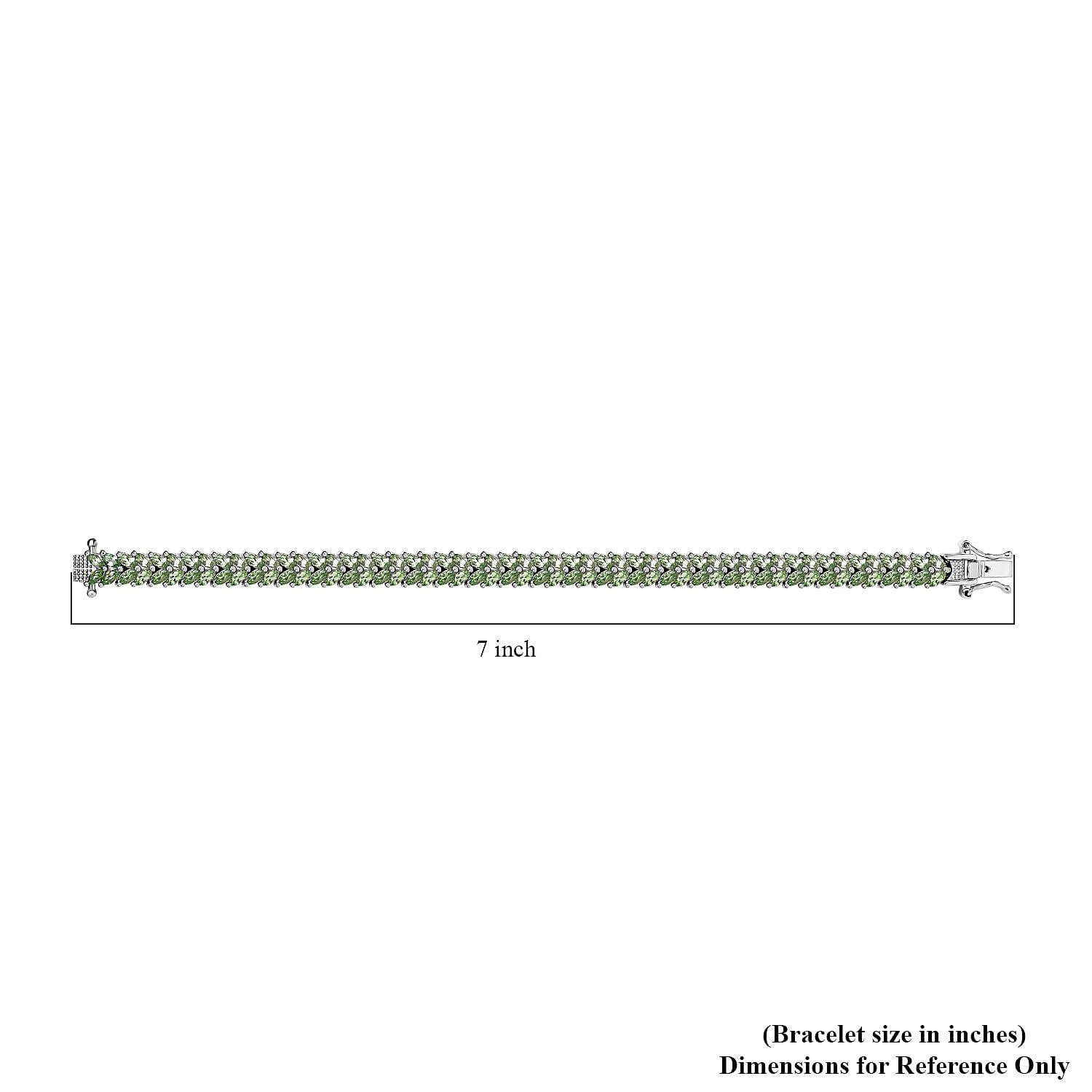 Tsavorite Garnet 8.90 ctw 2 Row Bracelet in Platinum Over Sterling Silver (6.50 In)