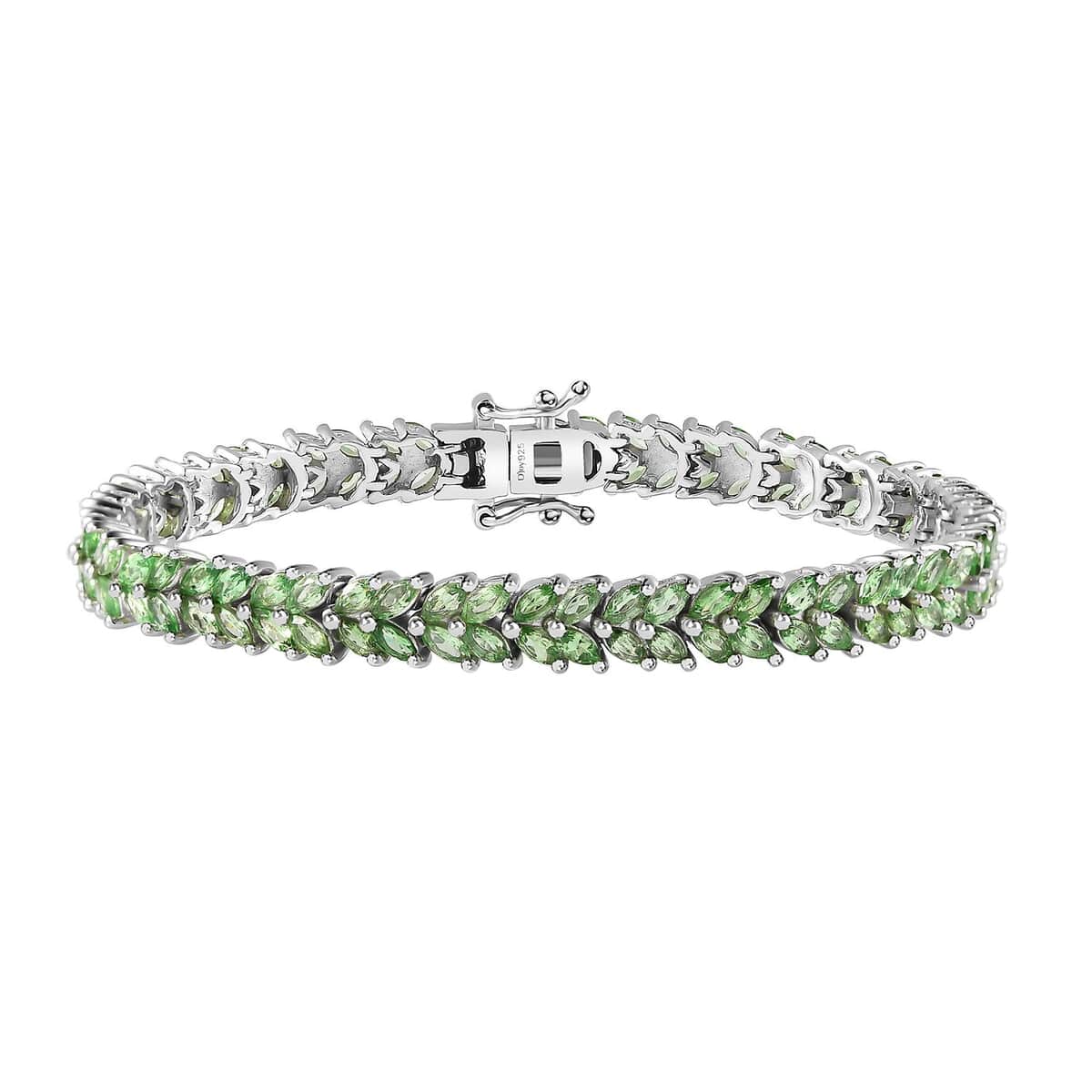 Tsavorite Garnet 9.90 ctw 2 Row Bracelet in Platinum Over Sterling Silver (7.25 In) image number 0