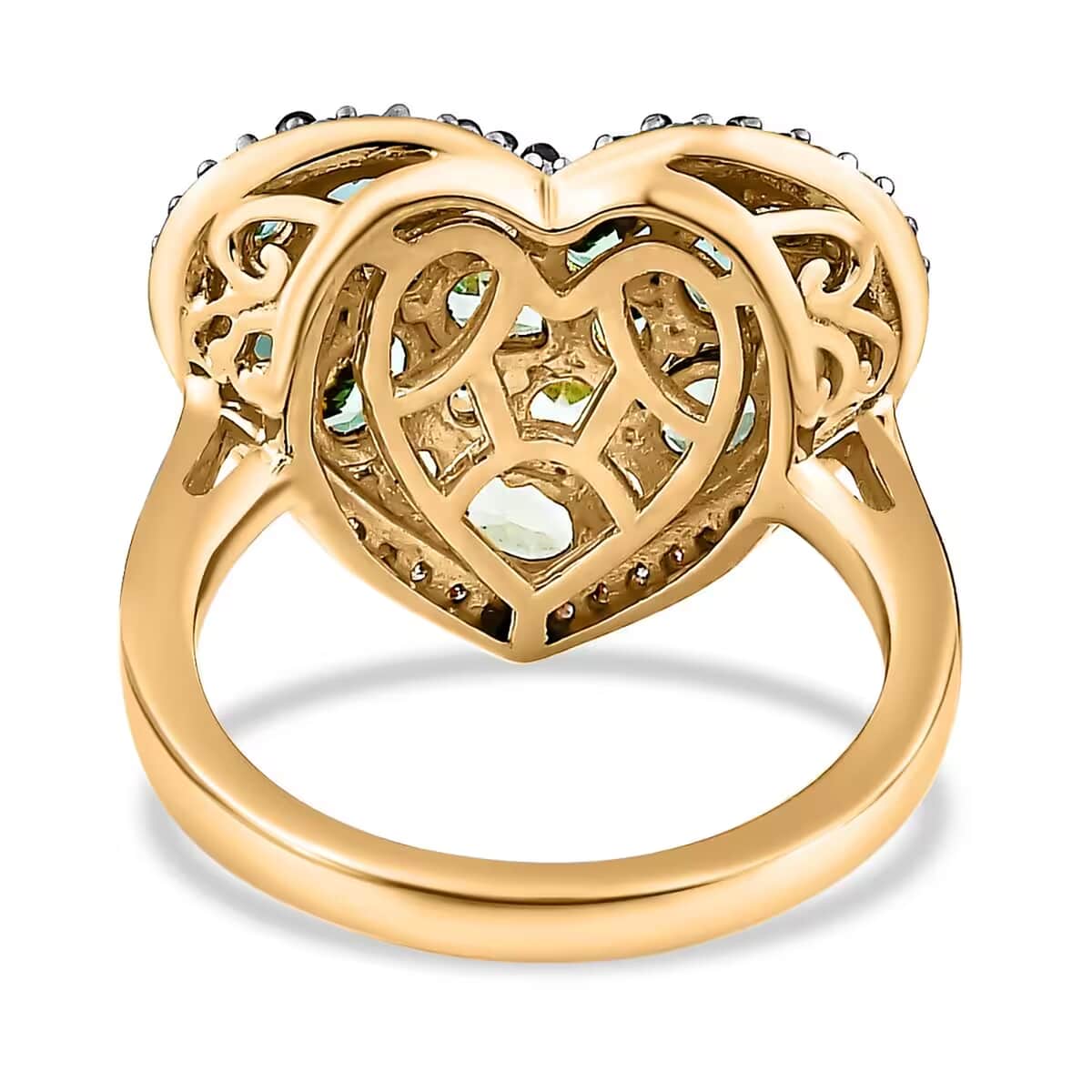 Premium Tsavorite Garnet and Moissanite Heart Ring in Vermeil Yellow Gold Over Sterling Silver (Size 10.0) 2.50 ctw image number 8