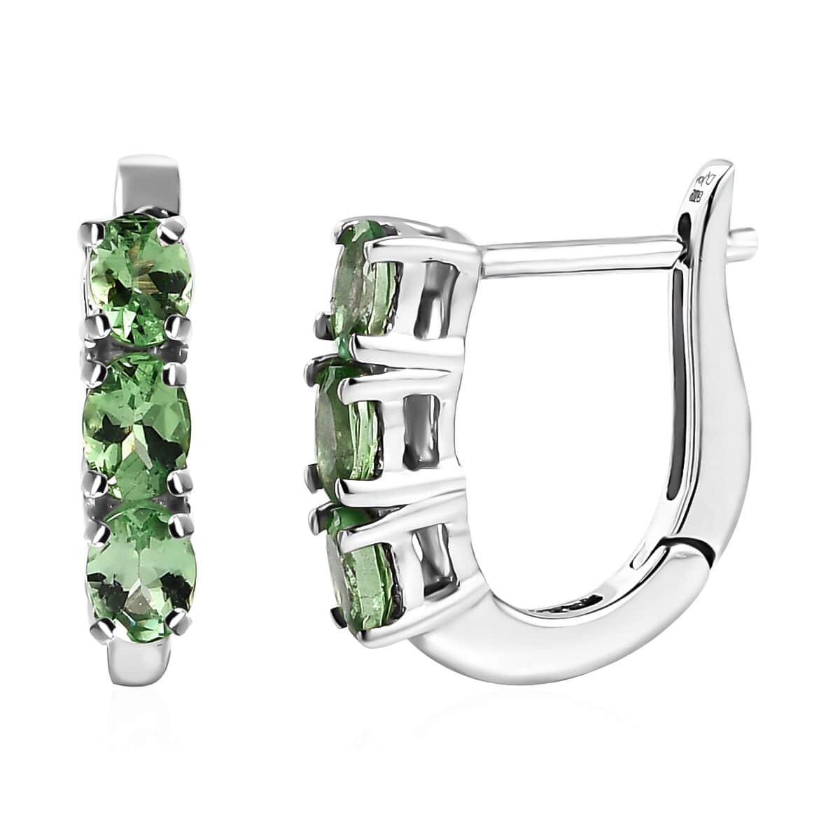 Tsavorite Garnet Hoop Earrings in Platinum Over Sterling Silver 1.00 ctw image number 0