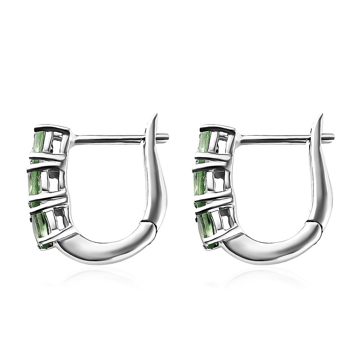 Tsavorite Garnet Hoop Earrings in Platinum Over Sterling Silver 1.00 ctw