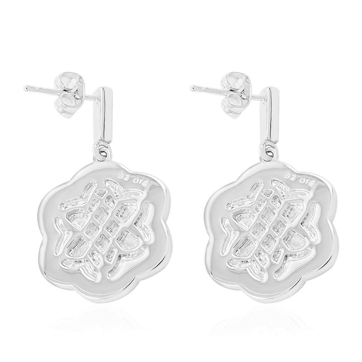 Blue and White Austrian Crystal Earrings in Silvertone