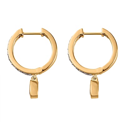 Premium Mozambique Garnet and White Zircon 2.10 ctw J Hoop Earrings in 18K Vermeil Yellow Gold Over Sterling Silver