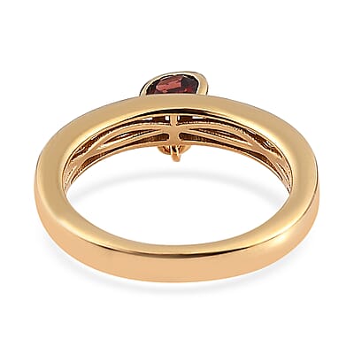 Premium Mozambique Garnet and White Zircon 0.70 ctw Ring in 18K Vermeil Yellow Gold Over Sterling Silver (Size 6.0)