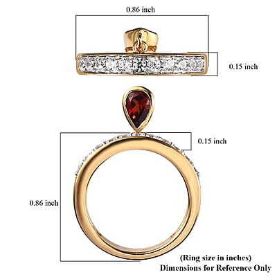 Premium Mozambique Garnet and White Zircon 0.70 ctw Ring in 18K Vermeil Yellow Gold Over Sterling Silver (Size 6.0)