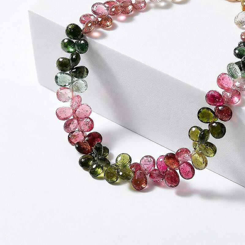 Certified & Appraised Iliana AAA Multi-Tourmaline 35.00 ctw Beaded Bracelet in 18K Yellow Gold (7.00-8.00In)