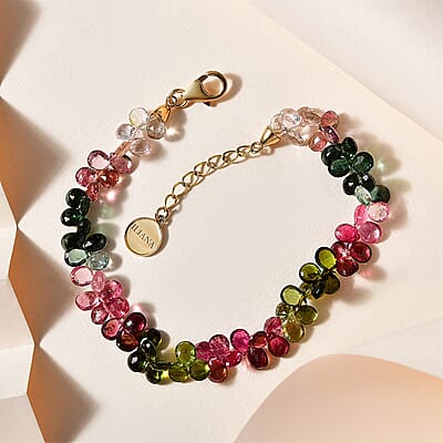 Certified & Appraised Iliana AAA Multi-Tourmaline 35.00 ctw Beaded Bracelet in 18K Yellow Gold (7.00-8.00In)