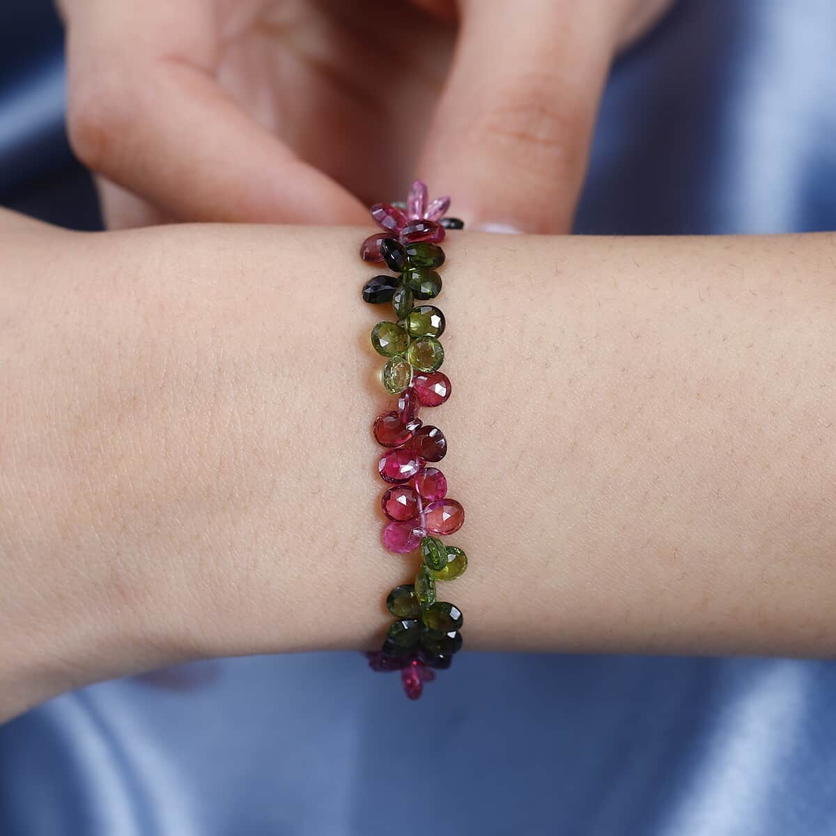 Certified & Appraised Iliana AAA Multi-Tourmaline 35.00 ctw Beaded Bracelet in 18K Yellow Gold (7.00-8.00In) image number 2