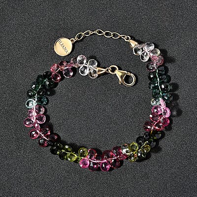 Certified & Appraised Iliana AAA Multi-Tourmaline 35.00 ctw Beaded Bracelet in 18K Yellow Gold (7.00-8.00In)