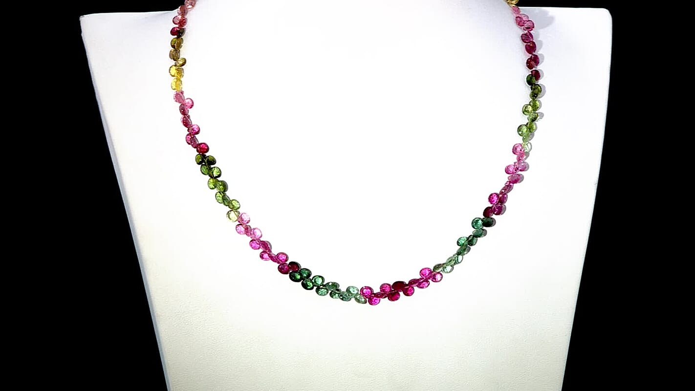 Certified & Appraised Iliana 18K Yellow Gold AAA Multi-Tourmaline Beaded Necklace (18 Inches) with 2 Inch Extender 60.00 ctw