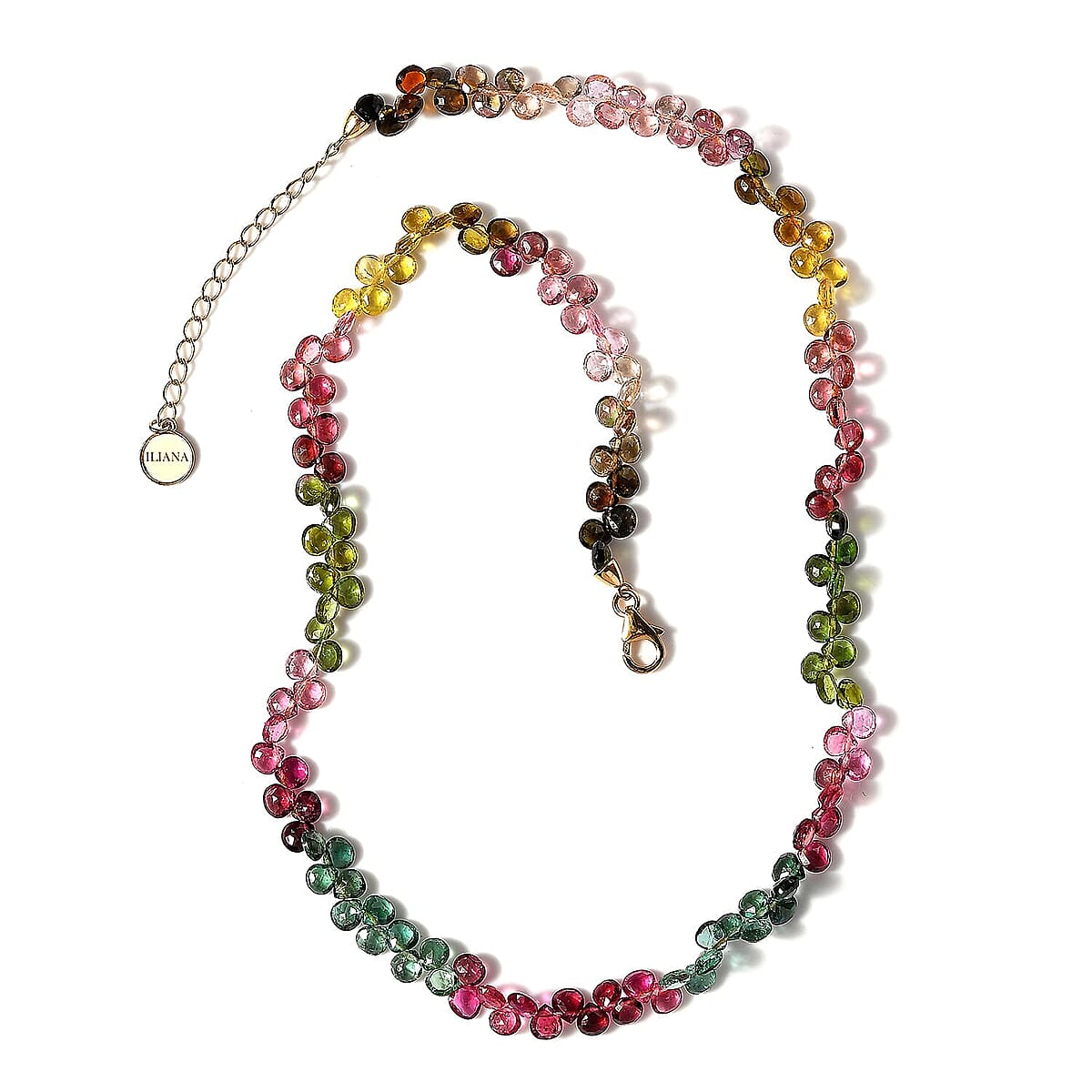Certified & Appraised Iliana 18K Yellow Gold AAA Multi-Tourmaline Beaded Necklace (18 Inches) with 2 Inch Extender 60.00 ctw image number 5