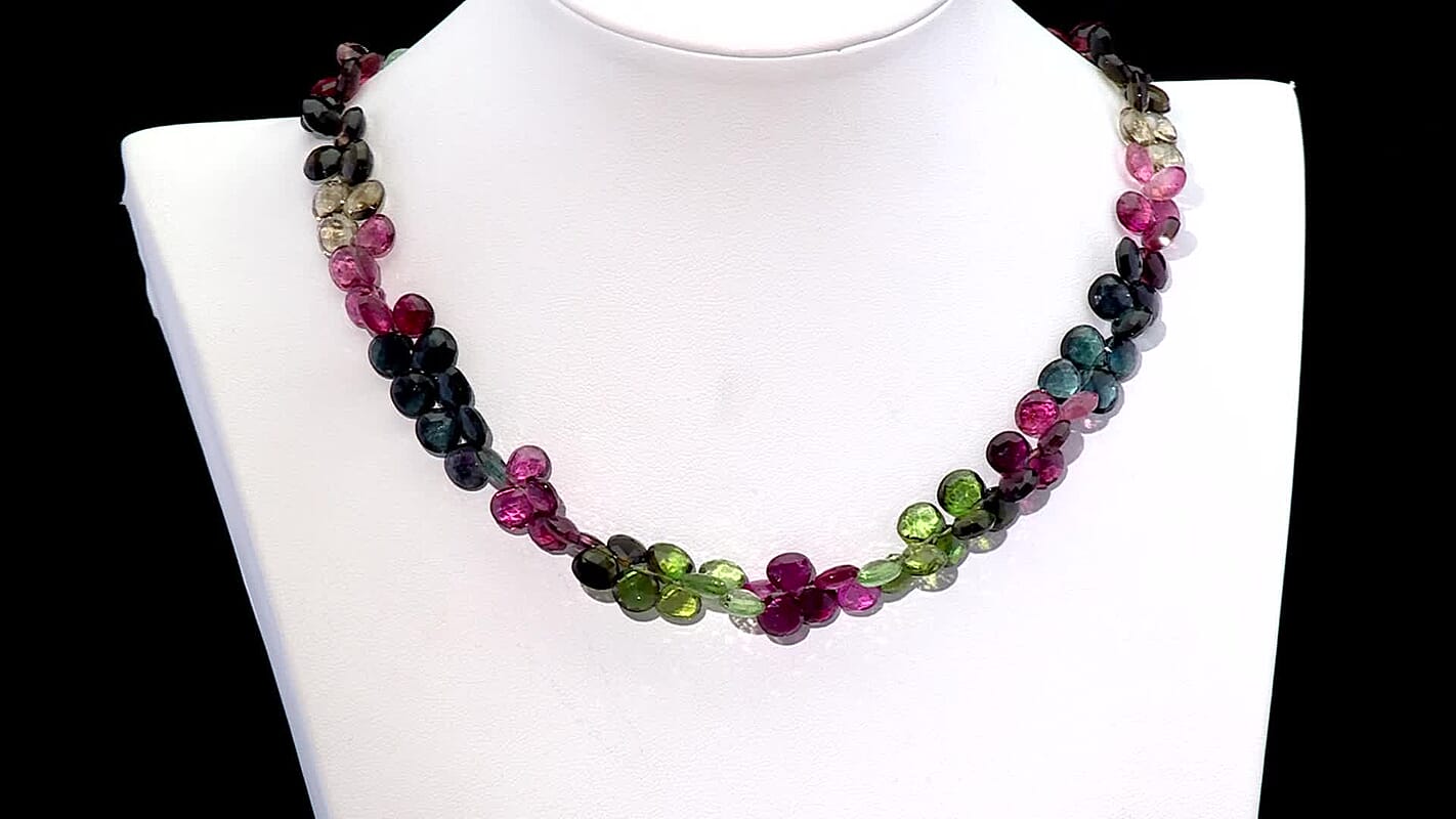 Certified & Appraised Iliana 18K Yellow Gold AAA Multi-Tourmaline Beaded Necklace (18 Inches) with 2 Inch Extender 210.00 ctw