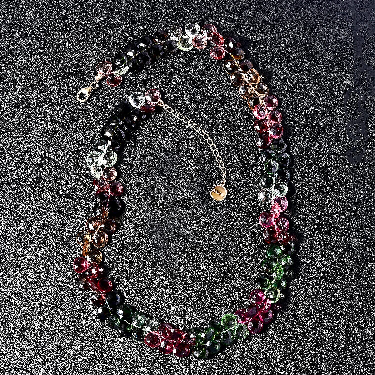 Certified & Appraised Iliana 18K Yellow Gold AAA Multi-Tourmaline Beaded Necklace (18 Inches) with 2 Inch Extender 210.00 ctw