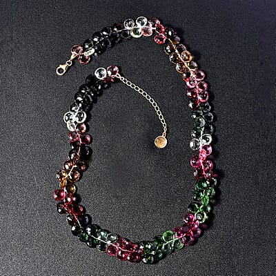 Certified & Appraised Iliana 18K Yellow Gold AAA Multi-Tourmaline Beaded Necklace (18 Inches) with 2 Inch Extender 210.00 ctw