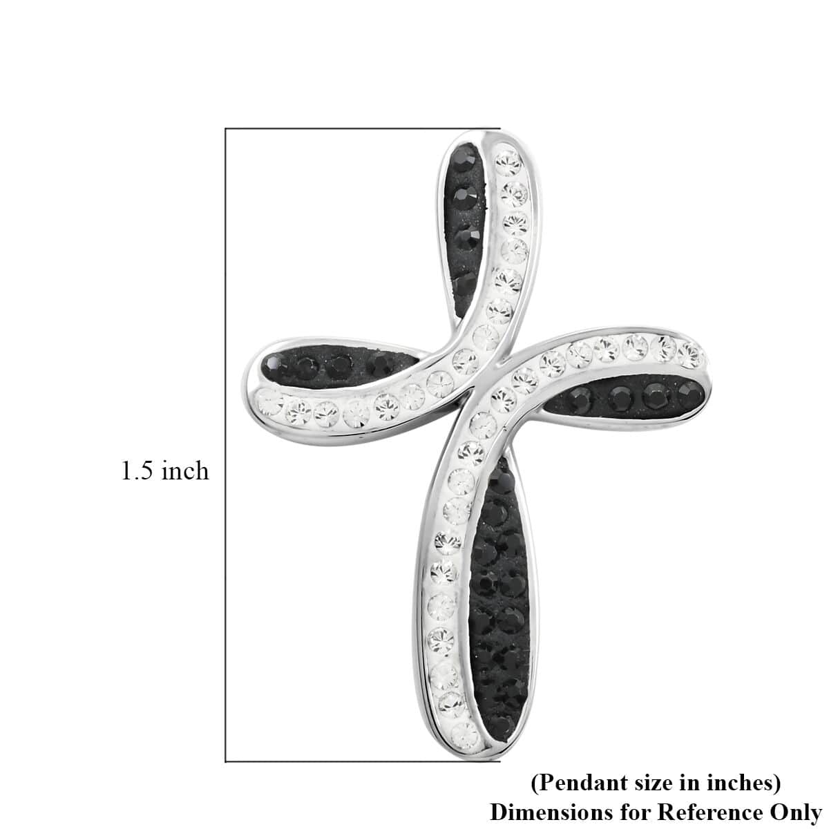 Black and White Austrian Crystal Cross Pendant in Silvertone image number 5