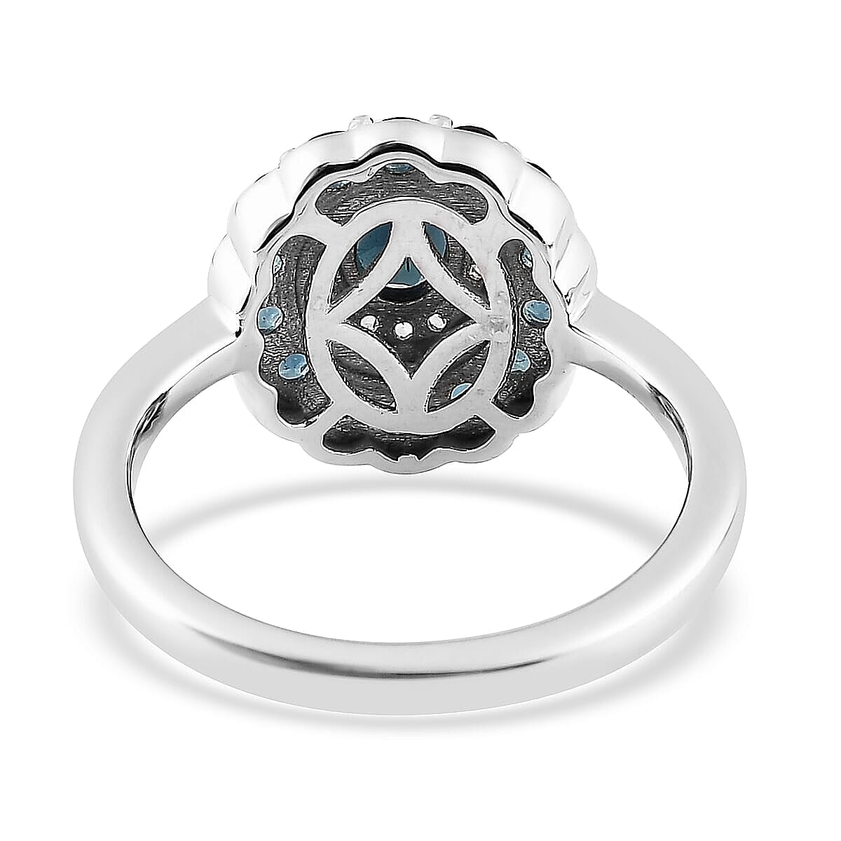 Premium Monte Belo Indicolite and White Zircon 1.00 ctw Ring in Rhodium Over Sterling Silver (Size 4.0)