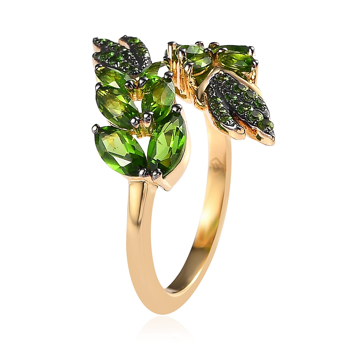 Premium Chrome Diopside 2.40 ctw Ring in 18K Vermeil Yellow Gold Over Sterling Silver (Size 7.0)