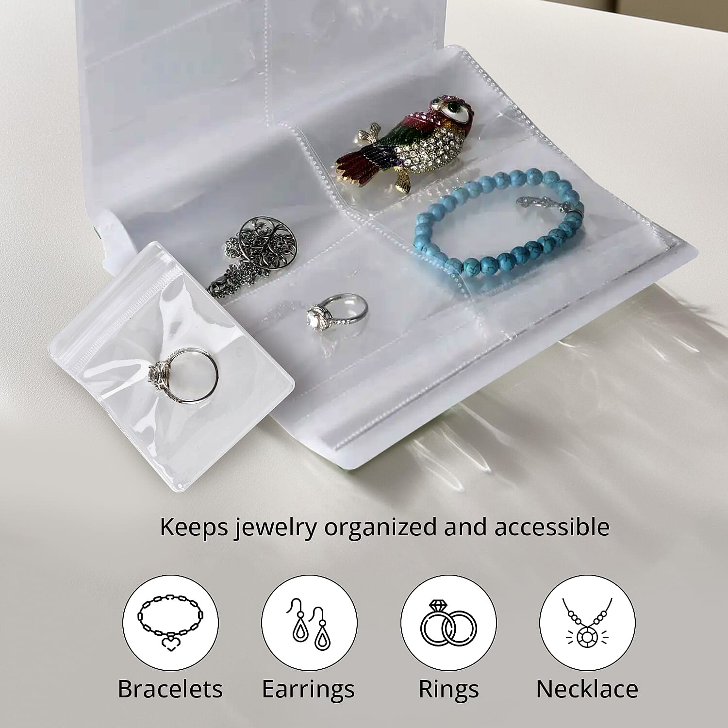 Transparent Jewelry Storage Book with 160 Slots