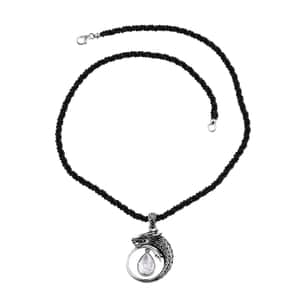 Bali Legacy Polki Moissanite and Thai Black Spinel Beaded Dragon Necklace 20 Inches in Sterling Silver 71.40 ctw