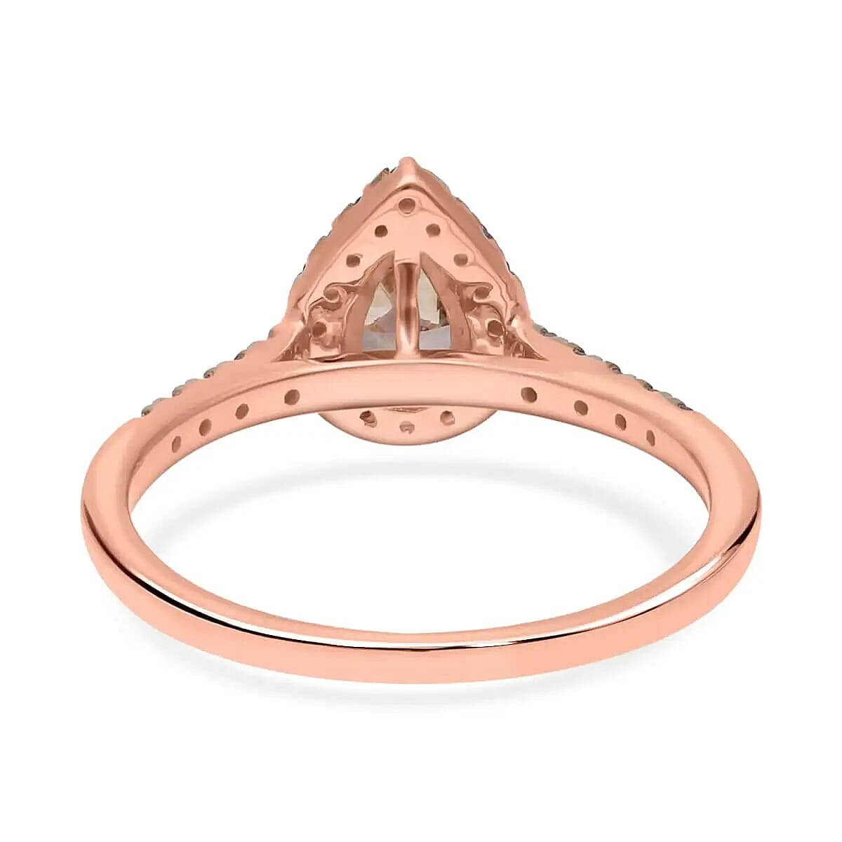 Luxoro Natural Champagne Diamond Ring ,10K Rose Gold Ring ,Natural Champagne Diamond Pear Shape Ring , Halo Ring , Wedding Ring , Engagement Ring 1.00 ctw (Size 10) image number 5