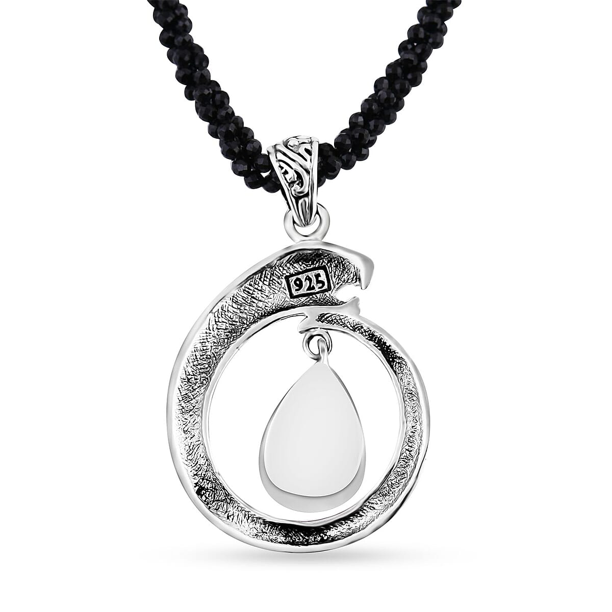 Bali Legacy Polki Moissanite and Thai Black Spinel Beaded Panther Necklace 20 Inches in Sterling Silver 71.40 ctw image number 4