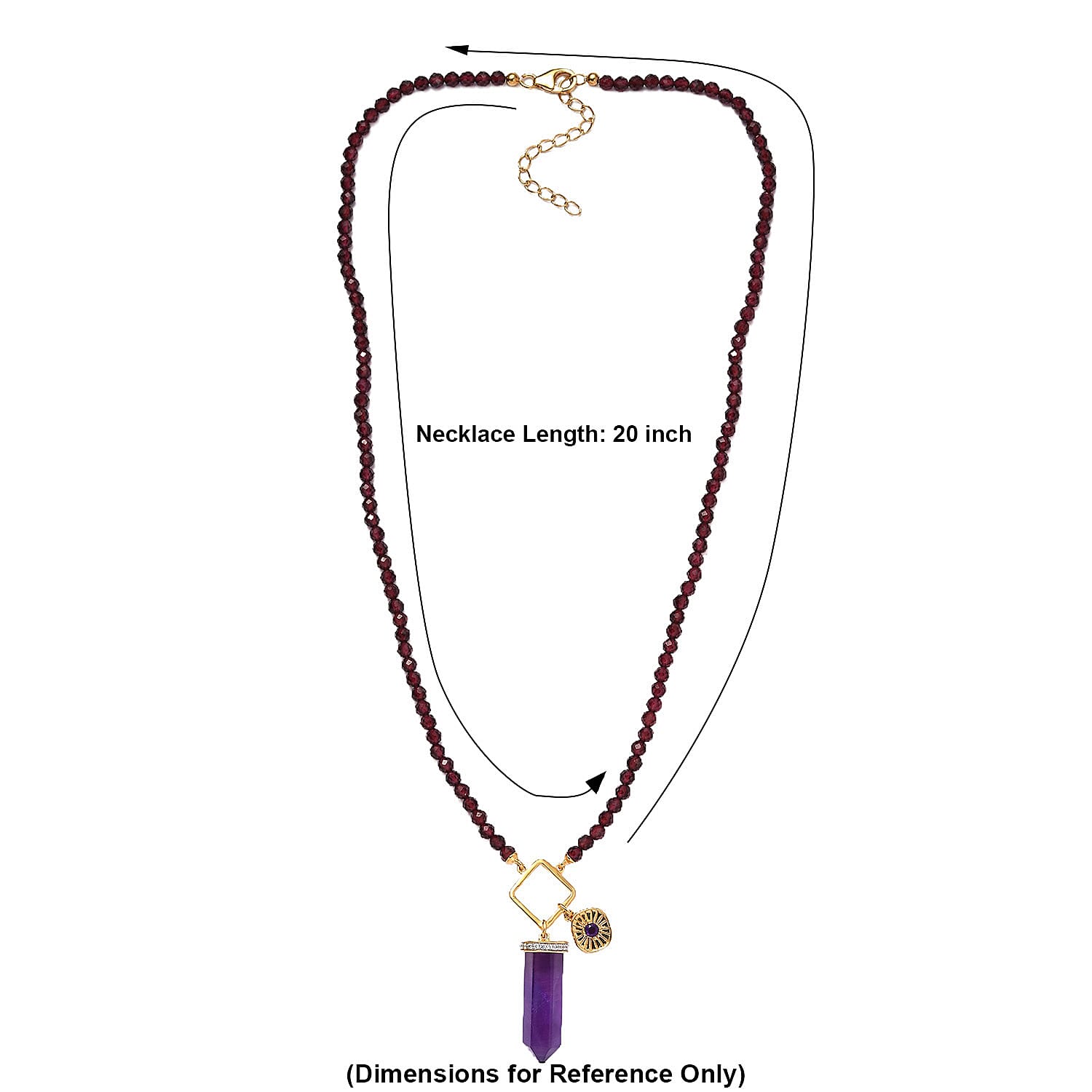 African Amethyst and Multi Gemstone 56.60 ctw Necklace in 18K Vermeil Yellow Gold Over Sterling Silver 20 Inches