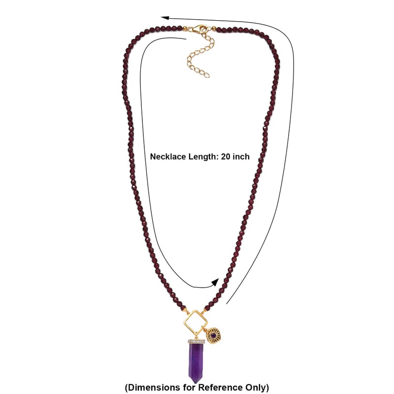 African Amethyst and Multi Gemstone 56.60 ctw Necklace in 18K Vermeil Yellow Gold Over Sterling Silver 20 Inches
