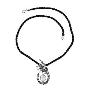 Bali Legacy Polki Moissanite and Thai Black Spinel Beaded Phoenix Necklace 20 Inches in Sterling Silver 71.40 ctw