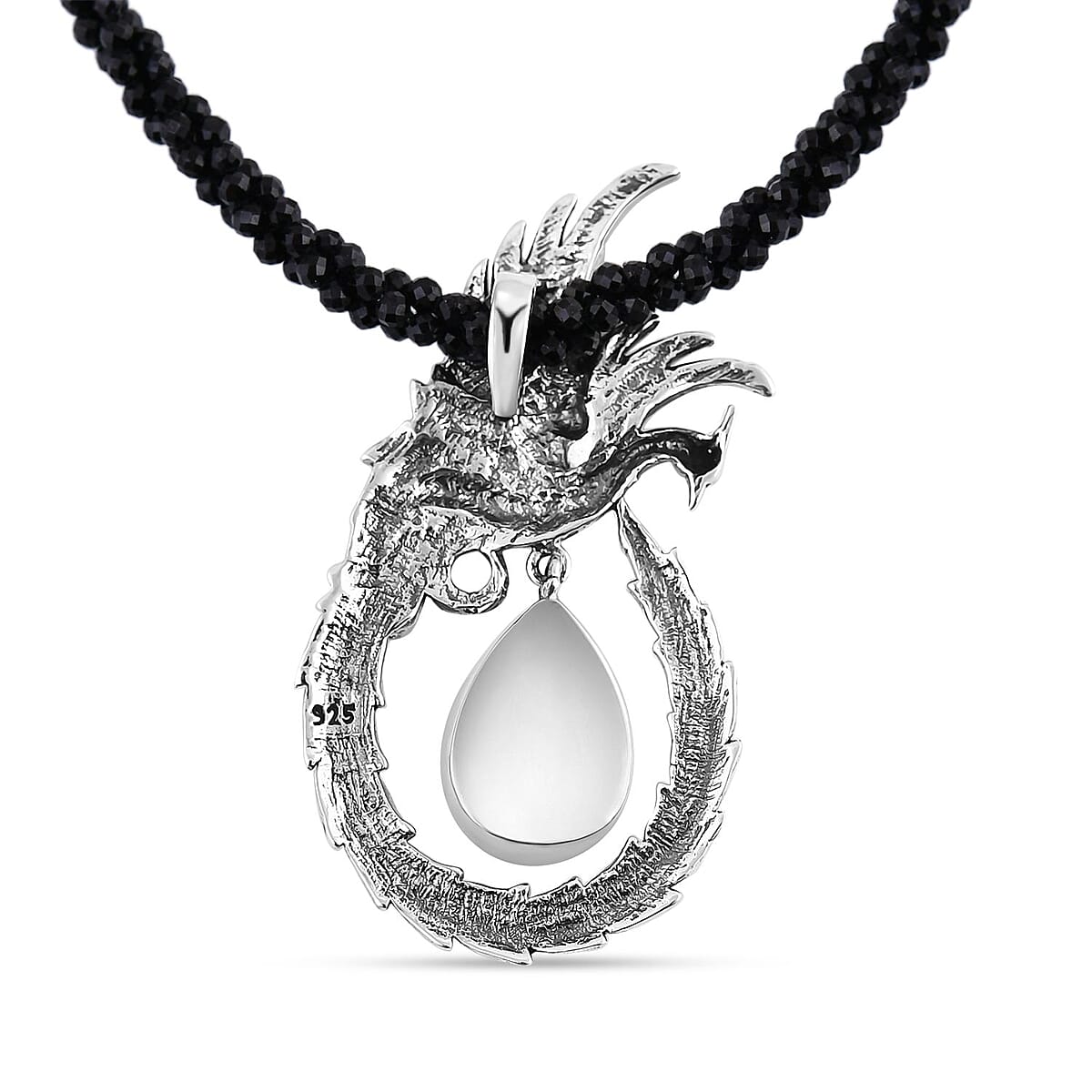Bali Legacy Polki Moissanite and Thai Black Spinel Beaded Phoenix Necklace 20 Inches in Sterling Silver 71.40 ctw image number 5