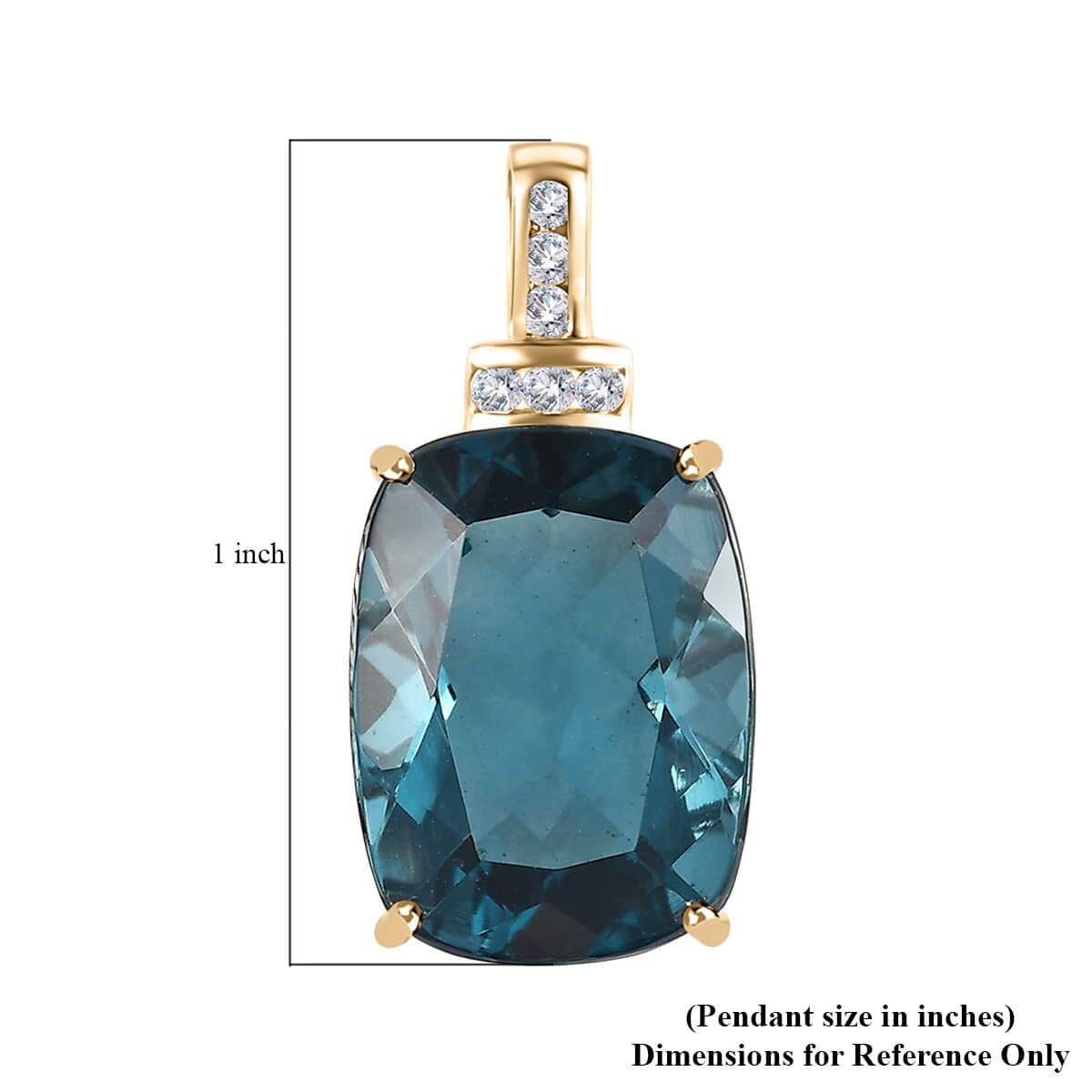 Luxoro 10K Yellow Gold Premium Dean Teal Fluorite (IR) and White Sapphire Pendant 12.20 ctw image number 5