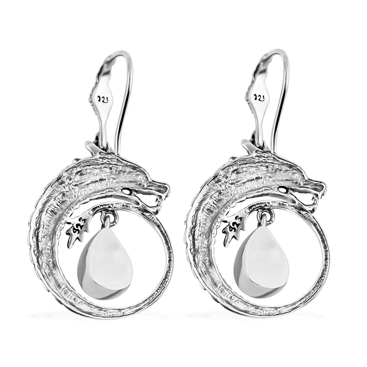 TLV Bali Legacy Polki Moissanite Dragon Earrings in Sterling Silver 1.50 ctw image number 2