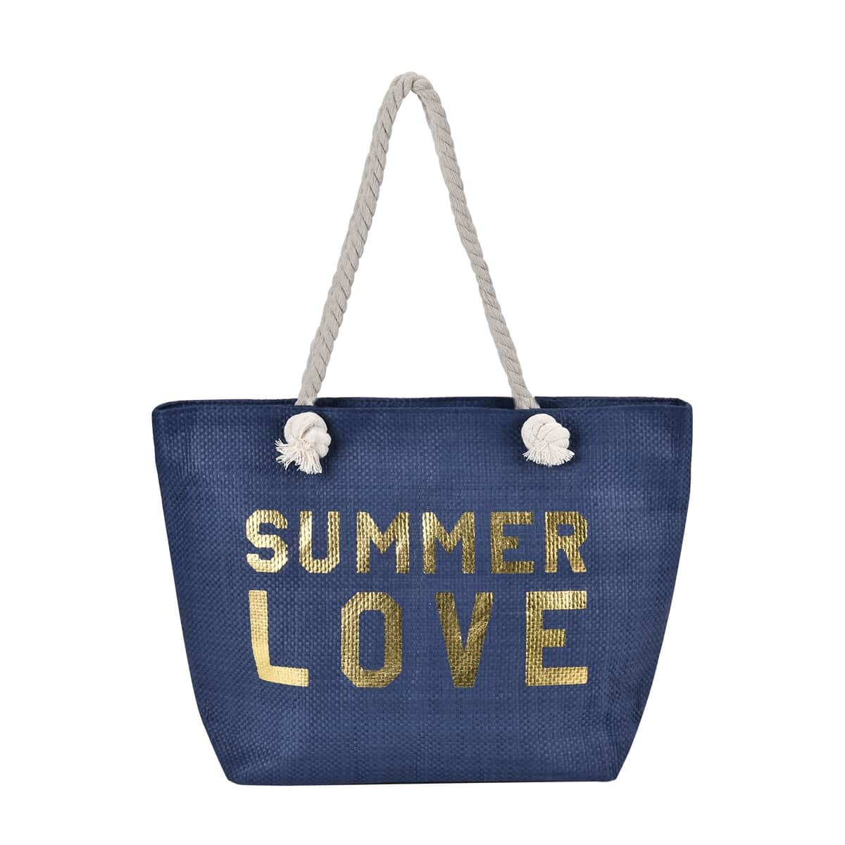 Paper Tote Bag with Printed SUMMER LOVE - Navy image number 0