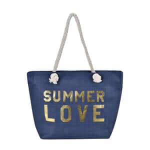 Paper Tote Bag with Printed SUMMER LOVE - Navy