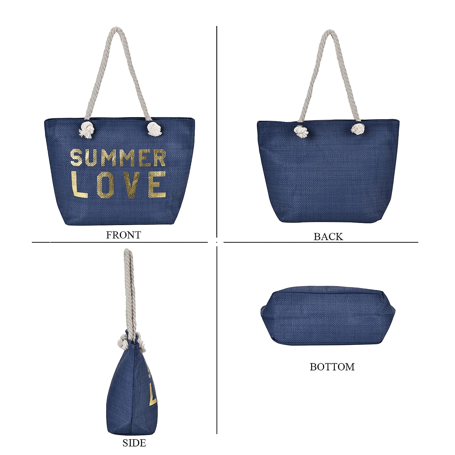 Paper Tote Bag with Printed SUMMER LOVE - Navy