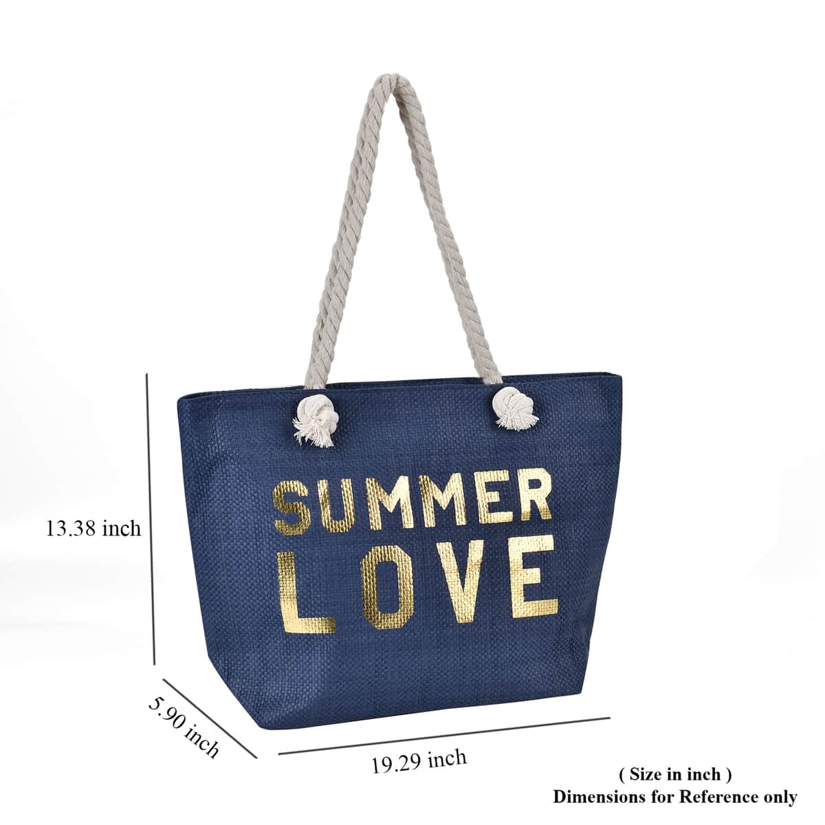 Paper Tote Bag with Printed SUMMER LOVE - Navy image number 4