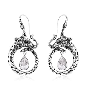 Bali Legacy Polki Moissanite Elephant Earrings in Sterling Silver 1.50 ctw