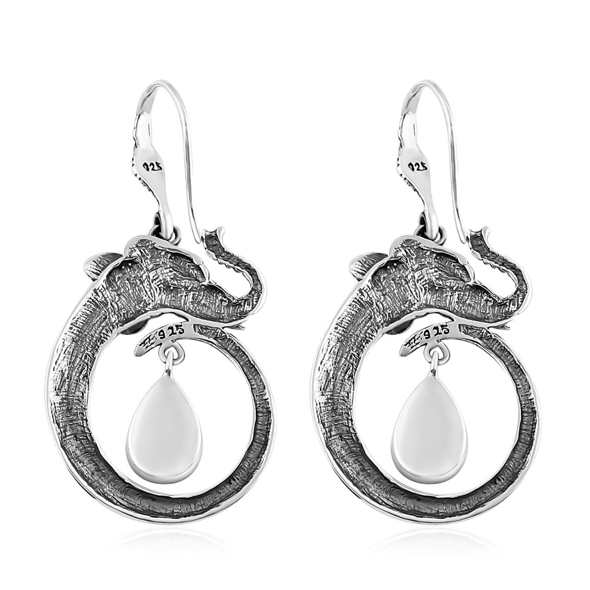 Bali Legacy Polki Moissanite Elephant Earrings in Sterling Silver 1.50 ctw image number 3