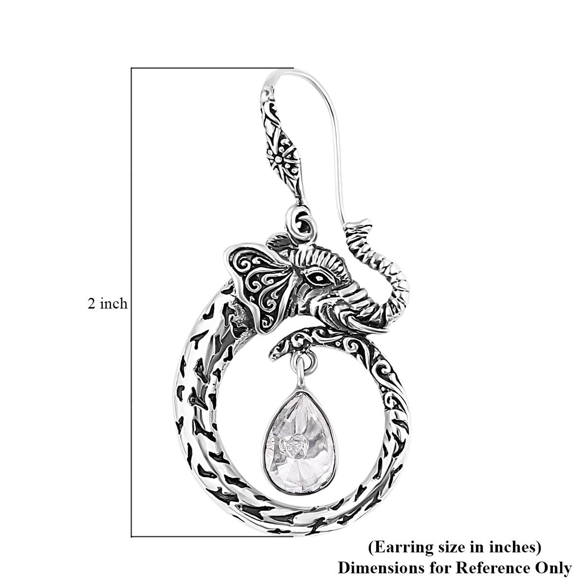 Bali Legacy Polki Moissanite Elephant Earrings in Sterling Silver 1.50 ctw image number 4