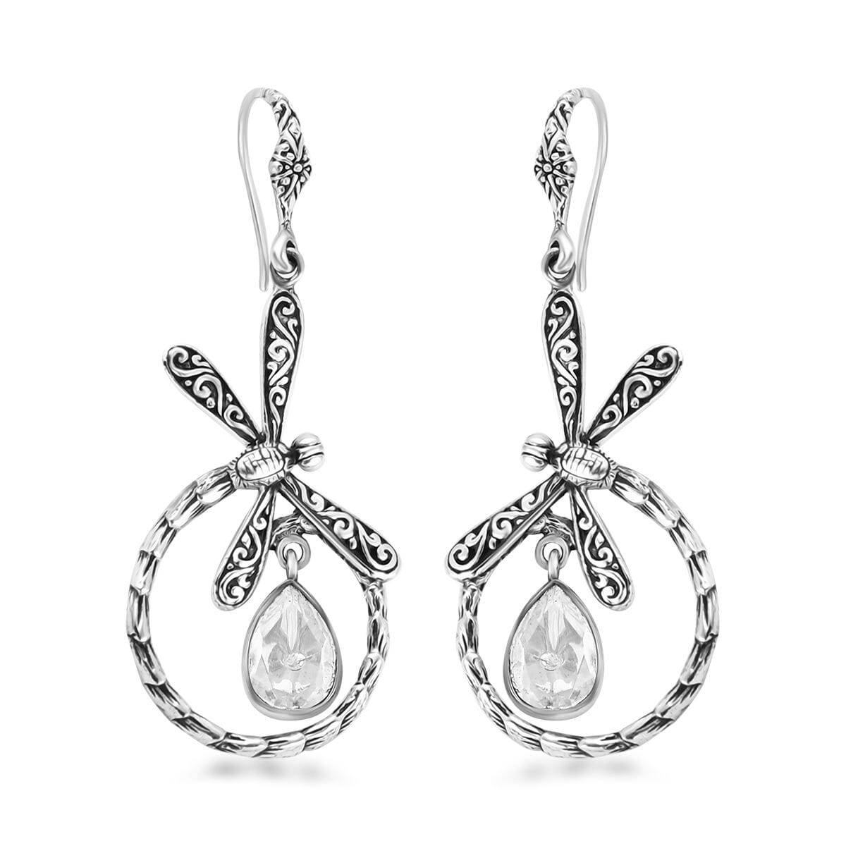 Bali Legacy Polki Moissanite Dragonfly Earrings in Sterling Silver 1.50 ctw image number 0